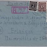 All.Bes. - 50 Pfg. Ziffer u.a. Einschreibebrief Bad Tölz - Erlangen 1947