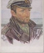DR - Kapitänleutnant Frauenheim farb. Portrait-AK (VDA) ungelaufen 1941