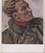 DR - Hauptmann Baumbach farb. Portrait-AK (Willrich) ungelaufen 1941