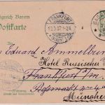 Bayern - 5 Pfg. Rauten Ganzsache Bad Aibling 2 - Frankfurt a/M. - München 1907