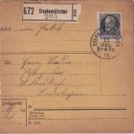 Bayern - 25 Pfg. Ludwig Paketkarte Stephanskirchen - Mitterskirchen 1916