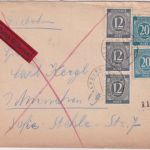 All.Bes. - 3x12+2x20 Pfg. Ziffer unterfrank. Eilbrief Brannenburg - München 1947