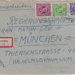 AM-Post - 25+5+12 Pfg amerik. Druck Einschreibebrief Raubling - München 23.11.45