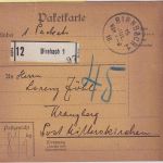 Bayern - Birnbach 1916 unfreie Paketkarte n. Kranzberg - Nachporto