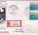 BRD - 2x140 Pfg. Made in Germany Feldpost-Einschreibebrief Feldpost 4331 14.9.88