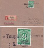 All.Bes. - Teupitz (Kr. Teltow) 3. OKT 1946 Orts-Notstempel Einschreibebrief