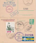 DDR - Bork-Brück-Gedenkflug 1962 1x Luftpost 1x Normal - 2 Ganzsachen