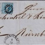 Bayern - 2x3 Kr. Quadrat blau Brief gMR 547 Vohenstrauss - Nürnberg 5.12.1859