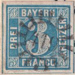 Bayern - 3 Kr. Quadrat blau Brief gMR 419 Regenstauf - Burglengenfeld 13/9