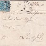 Bayern - 3 Kr. Quadrat blau Brief gMR 267 Pilsting - Landshut 30/8 1852
