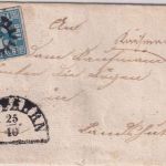 Bayern - 3 Kr. Quadrat blau Brief gMR 76 Neufahrn - Landshut 25/10 1852