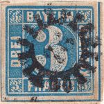 Bayern - 3 Kr. Quadrat blau Brief gMR 76 Neufahrn - Landshut 25/10 1852
