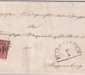 Bayern - 6 Kr. Quadrat braun waagr. Paar Brief gMR 371 Waldsassen 10/12 1855