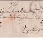 Bayern - 6 Kr. Quadrat braun Chargebrief gMR 364 Vohenstrauss - Regensburg 10/3
