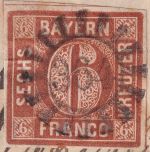 Bayern - 6 Kr. Quadrat braun Chargebrief gMR 364 Vohenstrauss - Regensburg 10/3