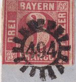 Bayern - 3 Kr. Quadrat rot Brief gMR 494 Stadtamhof - Hengersberg 7$7 1863