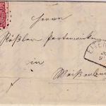 Bayern - 3 Kr. Quadrat rot Brief oMR 695 Eitensheim - Weißenburg 26/9 1865