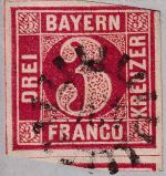 Bayern - 3 Kr. Quadrat rot Brief gMR 430 Rocksdorf - Stadtamhof 24/7 1863