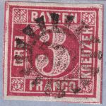 Bayern - 3 Kr. Quadrat rot Brief oMR 533 Uffenheim - Weißenburg 1.5.1864