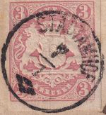 Bayern - Stadtamhof 7/1 Zier-K1 3 Kr. Wappen geschn. Brief/Muster ohne Wert 1870