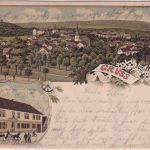 Sachsen-Anhalt - Heimburg a.H. Gasthaus Ortsansicht farb. Mehrbildlitho 1906