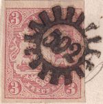 Bayern - 3 Kr. Wappen geschn. Brief gMR 592 Wörth n. Regensburg 10/3 1867