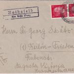 DR - Rathsfeld ü. Roßla (Harz) Landpost-Ra2 Brief n. Berlin 27.12.44