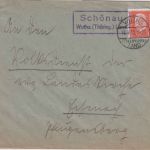 DR - Schönau Wurtha (Thüring.) Land Landpost-Ra2 Brief n. Eisenach 1932
