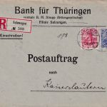 DR - 10+20 Pfg. Germania Einschreibebrief/Postauftrag Salzungen 1913
