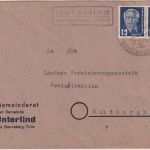 DDR - Unterlind ü. Sonneberg (Thür.) Landpost-Ra2 Brief n. Hildburghausen 1953