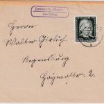 DDR - Lonnewitz-Zöschau ü. Oschatz Landpost-Ra2 Brief n. Regensburg 1954