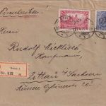 DR - 1 M. Reichspostamt u.a. Einschreibebrief 20-100g Mainz - Zittau 27.4.21