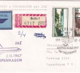 DDR - JAT-Erstflug Berlin Copenhagen 1967 Lupo-R-Brief Zuleitungspost