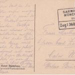 DR - Garmisch München Bahnpost Zug 1368 apt. Ra4 Karte Badersee - Calw 1925