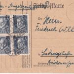Bayern - 2 1/2 Pfg. Ludwig/Überdruck 4er-Block Karte München 26.5.1919