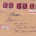 Bayern - Ludwig/Kriegsbeschädigte Einschreibebrief Regensburg - FFM 2.3.20