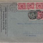 DR - 4x10+5 Pfg. Korbdeckel Brief 2. Gew.st. n. USA Hamburg - New York 20.12.23