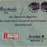 DR - 2x20 Pfg. Korbdeckel Einschreibebrief Chemnitz - Dresden 14.12.23