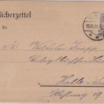 DR-Infla - 2 Mrd. Korbdeckel Bücherzettel Bunzlau - Halle 15.11.23