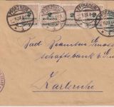 DR-Infla - 4x2+20 Mrd. Korbdeckel dst. Brief Pforzheim - Karlsruhe ?.11.23