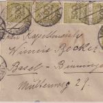 DR-Infla - 8x500 Mio Korbdeckel W !! Brief i.d. SCHWEIZ Freiburg - Basel 5.11.23