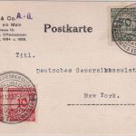 DR-Infla - 50 Mio. Korbdeckel dst. Paar u.a. Karte n. USA Offenbach a/M. 1.11.23