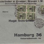 DR-Infla - 5x5 Mrd./4 Mio. Korbdeckel Brief Greven - Hamburg 30.11.23