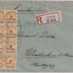 DR-Infla - 5 Mrd. Korbdeckel 8er-Block Einschreibebrief KOS Gemünden 20.11.23