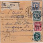 DR-Infla - 1 1/2 M. u.a. By-Abschied/DR Wertpaketkarte Gauting 23.9.20