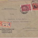DR-Infla - 100.000 M. Queroval u.a. Ortseinschreibebrief Frankfust a/M. 5.9.23