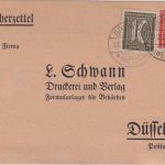 DR-Infla - 40+10 Pfg. Ziffer Bücherzettel Gronau - Düsseldorf 11.2.22