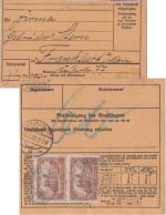 DR-Infla - 5+10 M. Queroval u.a. Paketkarte Stammbach 2 - Frankfurt a/M. 13.6.22