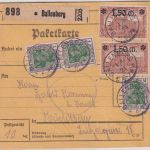 DR - 2x1,50/1,25 M. Reichspostamt u.a. Paketkarte K1 Ballenberg 1.10.21