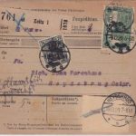 DR - 1,50/1,25 M. Reichspostamt u.a. Paketkarte Zeitz - Heydekrug 9.12.20